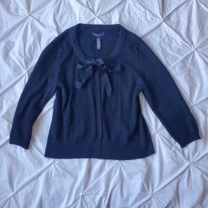 Banana Republic Black Merino Ribbon-Tie Cardigan